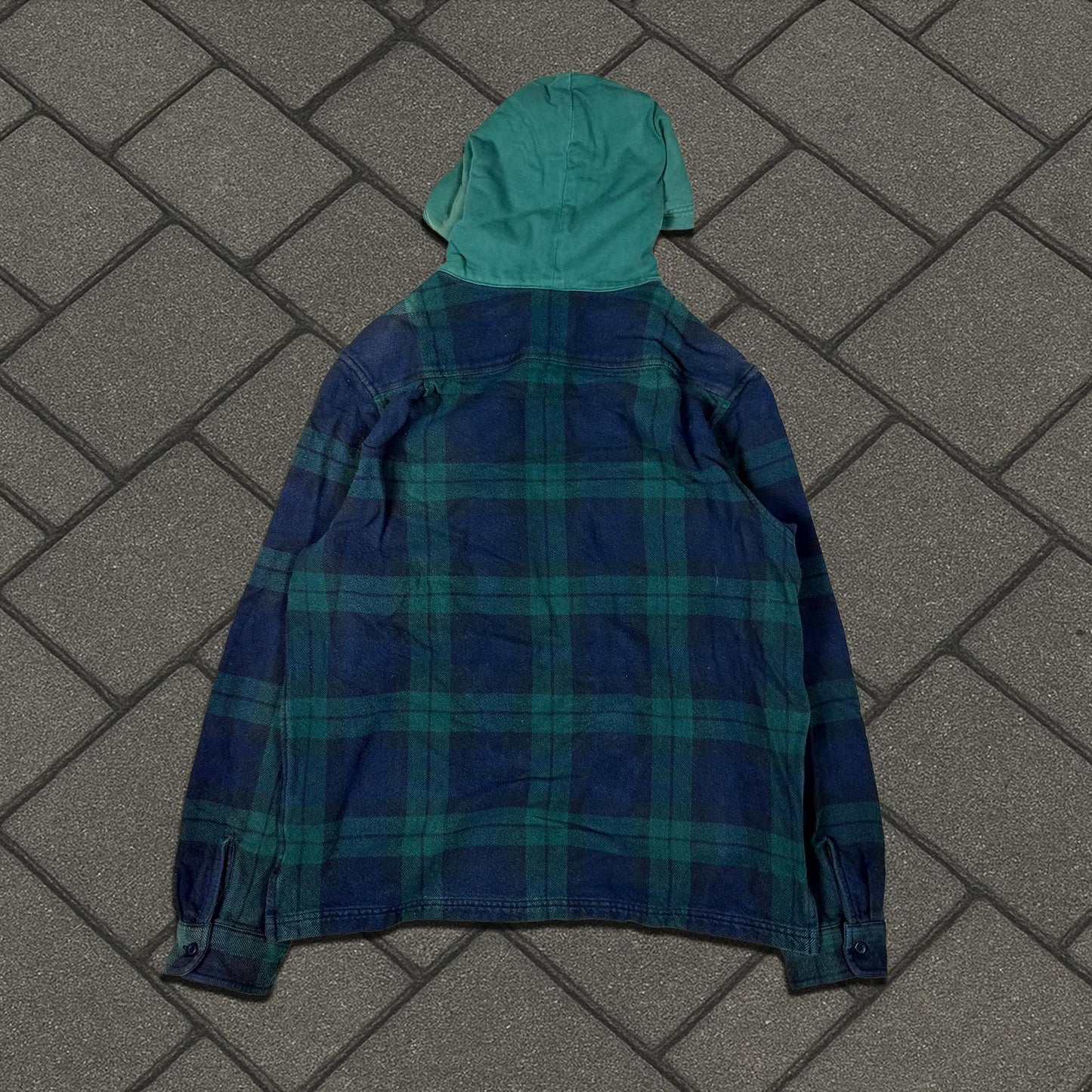FW16 Supreme Green Plaid Hooded Quarter Zip Flannel