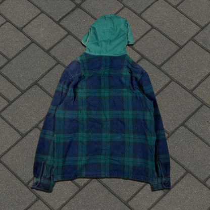 FW16 Supreme Green Plaid Hooded Quarter Zip Flannel