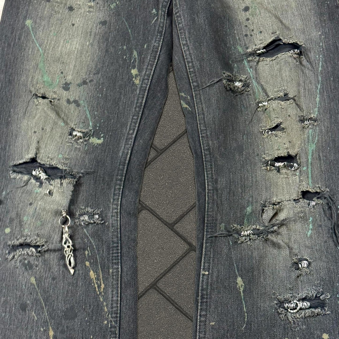 Shellac Pierced Black Flared Denim