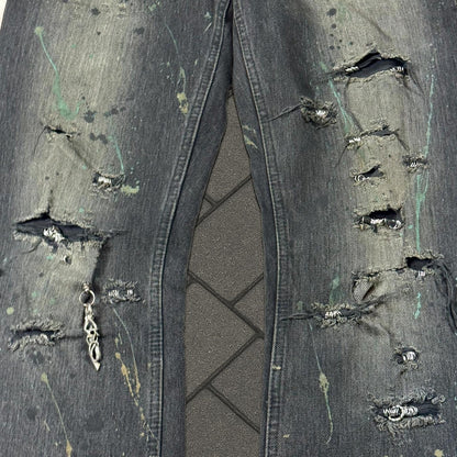 Shellac Pierced Black Flared Denim