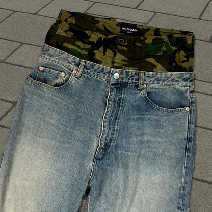 Balenciaga Camo Double Waisted Denim