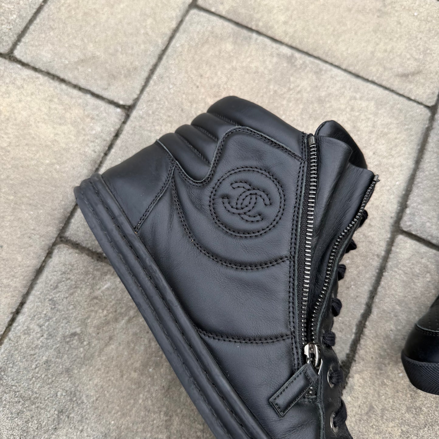 Chanel CC Hightop Leather Sneaker