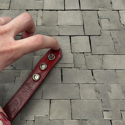 Chrome Hearts Red Heart 3 Snap Leather Bracelet