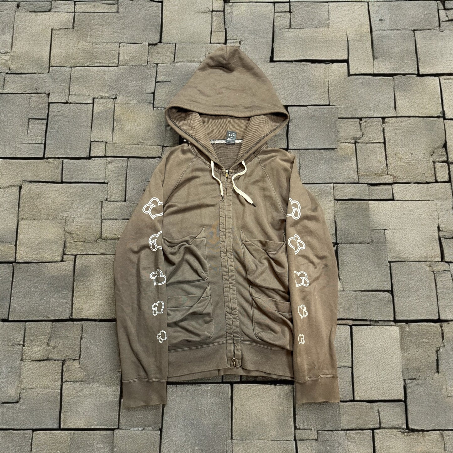 Number Nine Crying Hearts Cargo Zip Up Hoodie