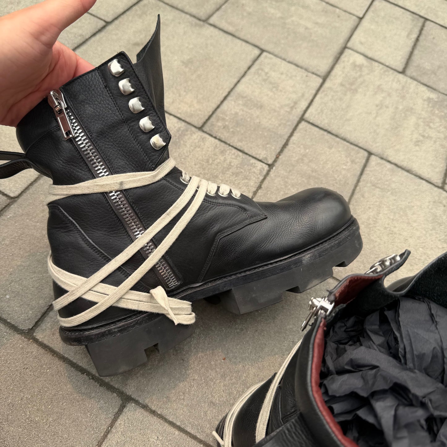 SS20 Rick Owens Leather Megatooth Boots