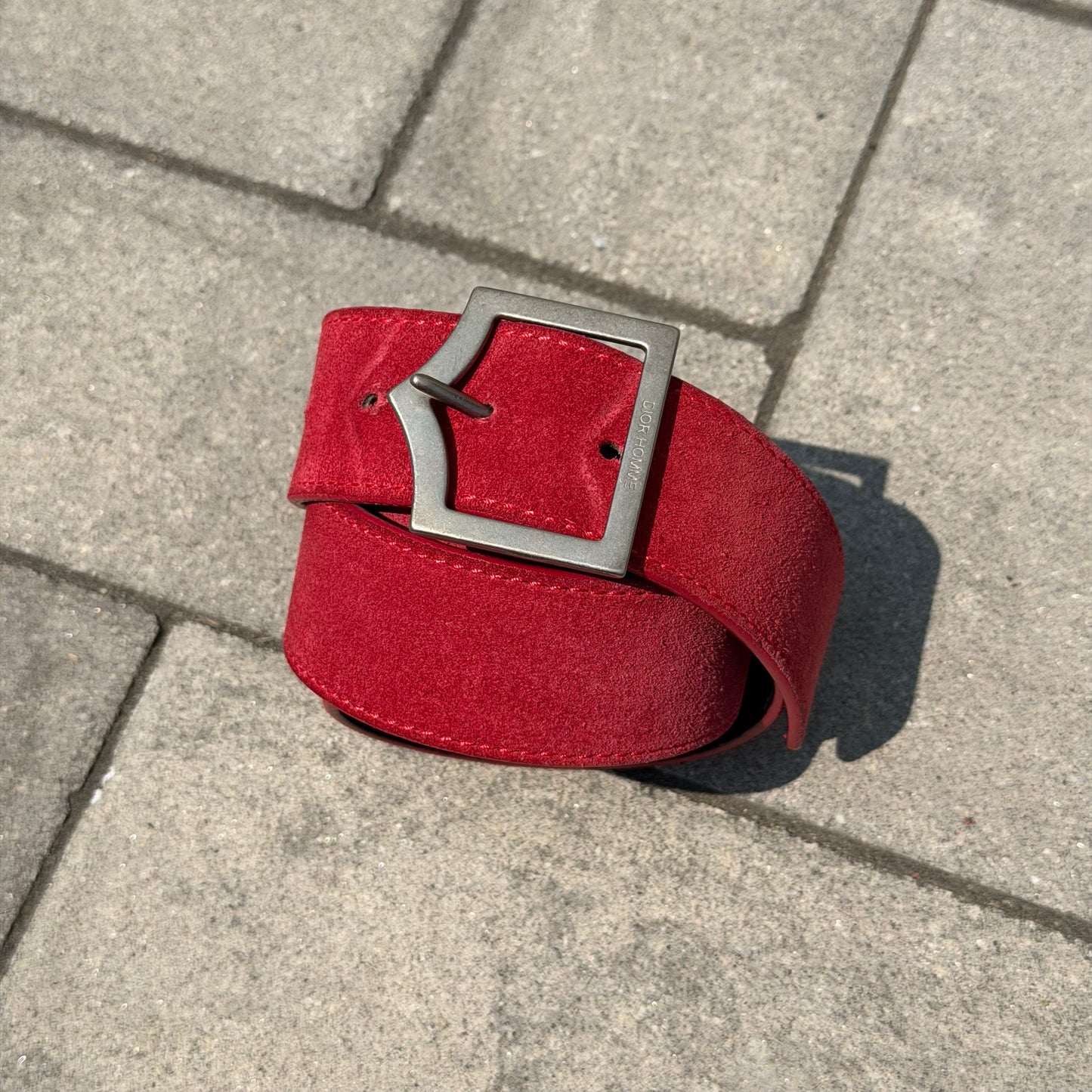 SS05 Dior Homme Red Suede D Point Belt
