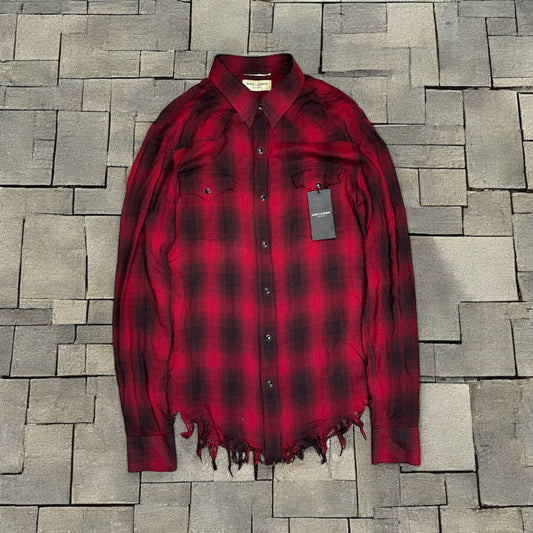 SS16 Saint Laurent Surf Sound Distressed Flannel
