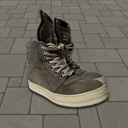 Rick Owens Chrome Hearts Rhodium Geobasket Sneakers