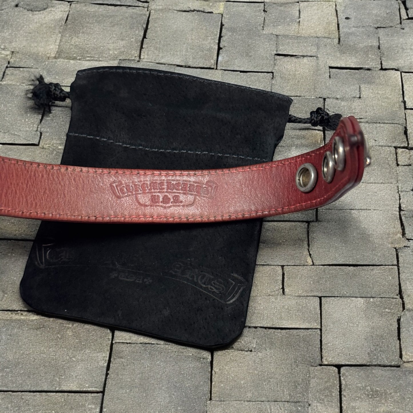 Chrome Hearts Red Heart 3 Snap Bracelet