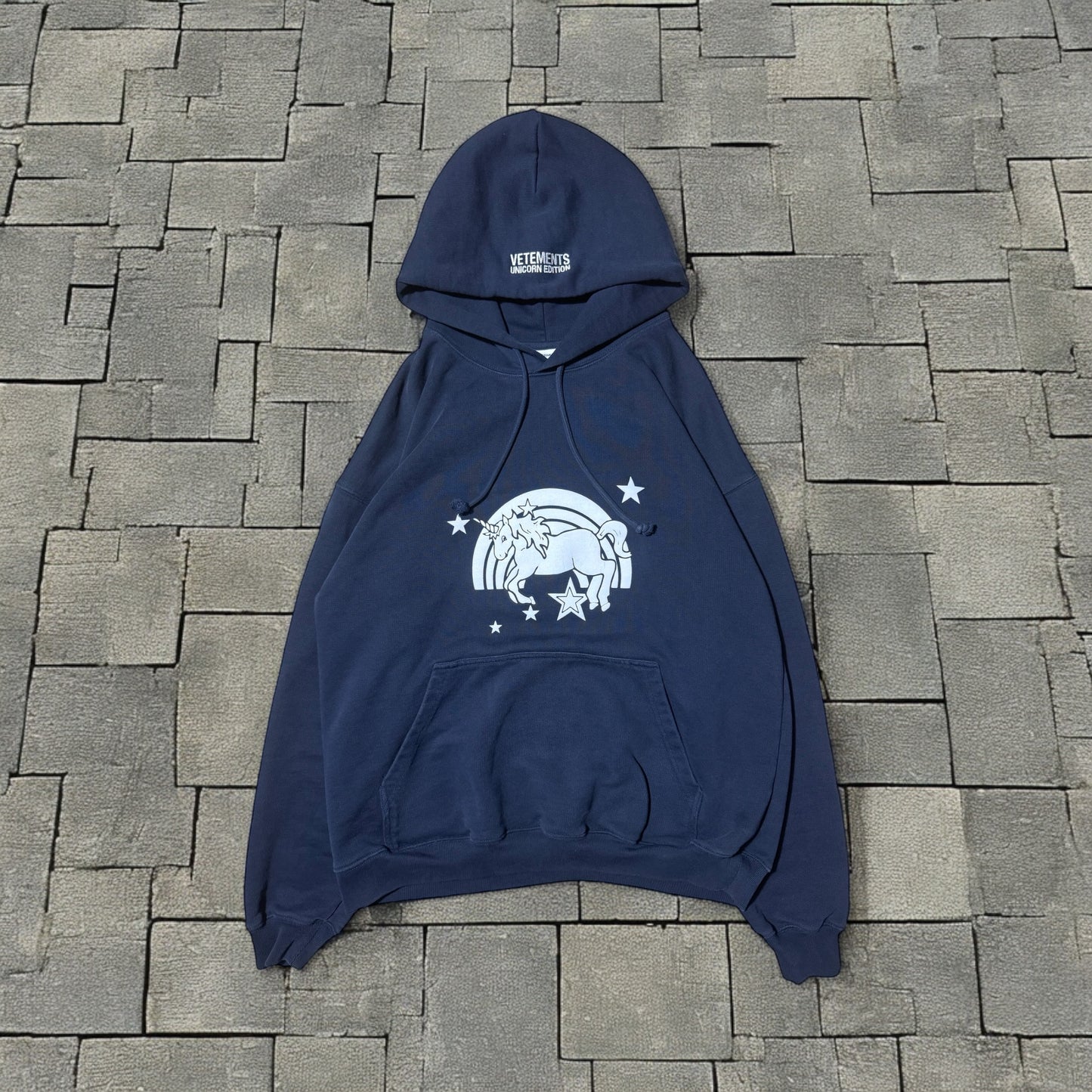 Vetements Navy Unicorn Hoodie