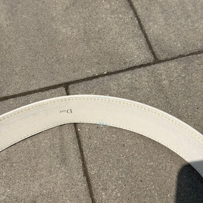 SS05 Dior Homme White Leather D Point Belt