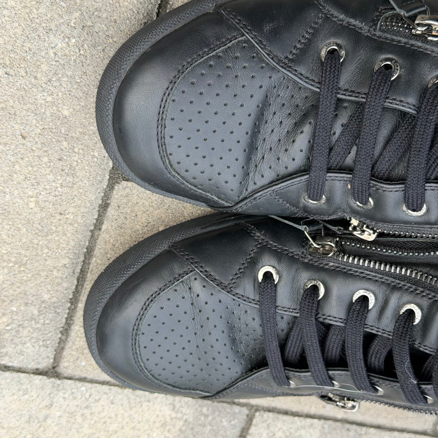 Chanel CC Hightop Leather Sneaker