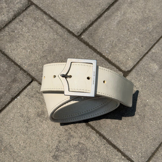 SS05 Dior Homme White Leather D Point Belt