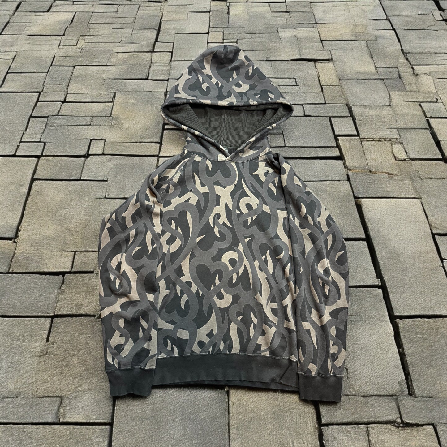 AW04 Number Nine Black Tribal Hoodie