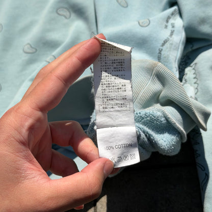 AW04 Raf Simons Baby Blue Pocketless Paisley Hoodie