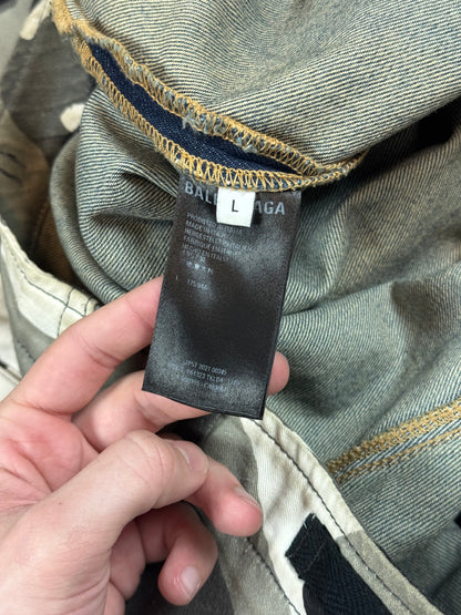 FW21 Balenciaga “Trompe Loeil” Snow Camo Shorts