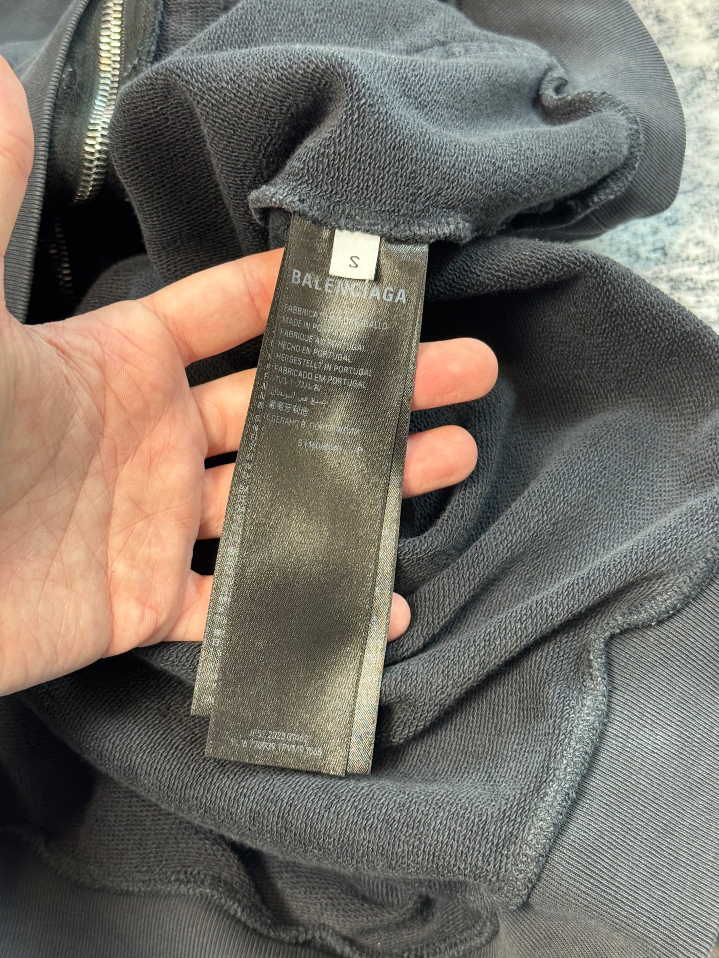 SS24 Balenciaga Black Off-Shore Zip Up Hoodie