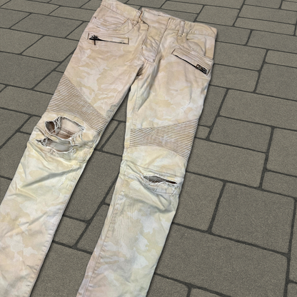 Balmain Desert Camo Biker Denim
