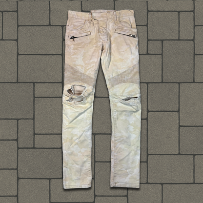 Balmain Desert Camo Biker Denim
