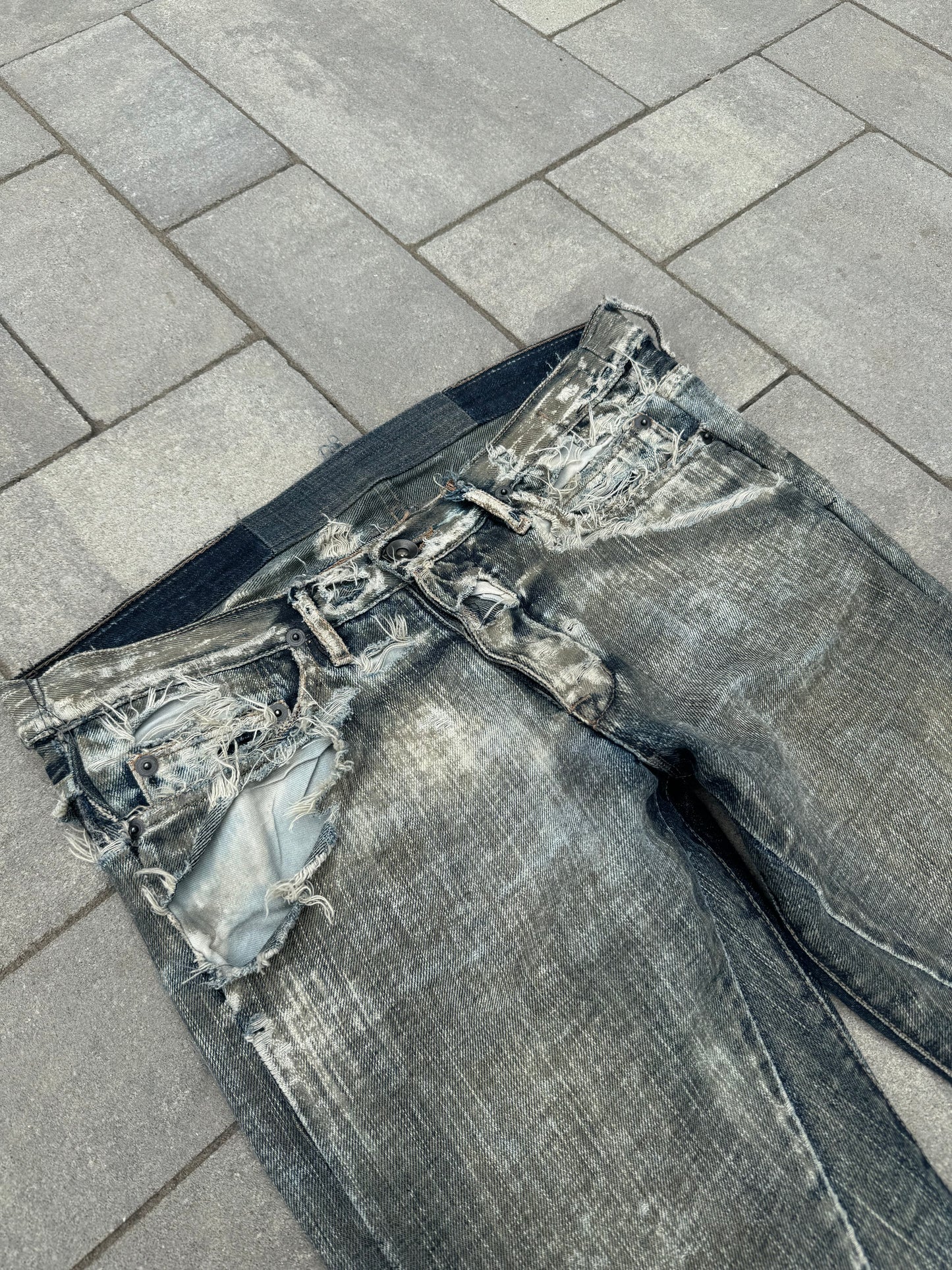 SS09 Rick Owens “Strutter” Acid Wash Banana Cut Denim