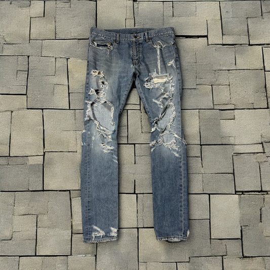 FW13 Saint Laurent Crash Denim