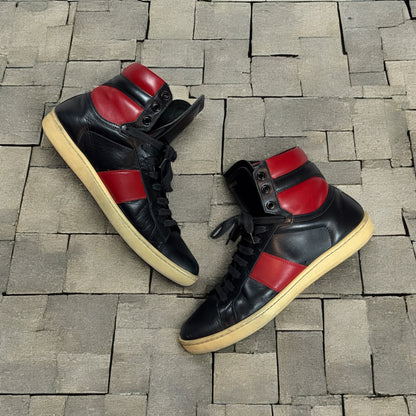 Saint Laurent Paris SL/02H Red Hi Top Sneakers