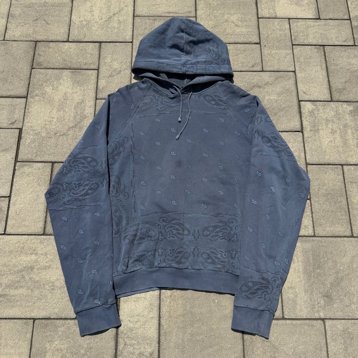 AW04 Raf Simons Blue Pocketless Paisley Hoodie