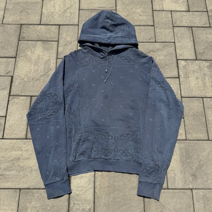 AW04 Raf Simons Blue Pocketless Paisley Hoodie