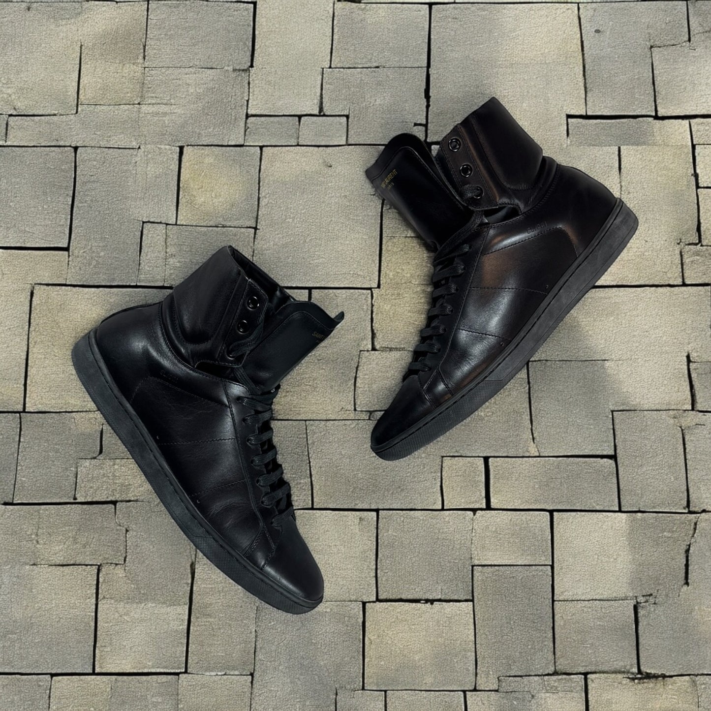 Saint Laurent Paris SL/01H Black Hi Top Sneakers