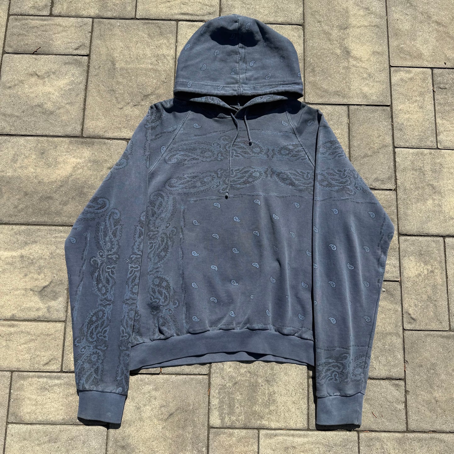 AW04 Raf Simons Blue Pocketless Paisley Hoodie