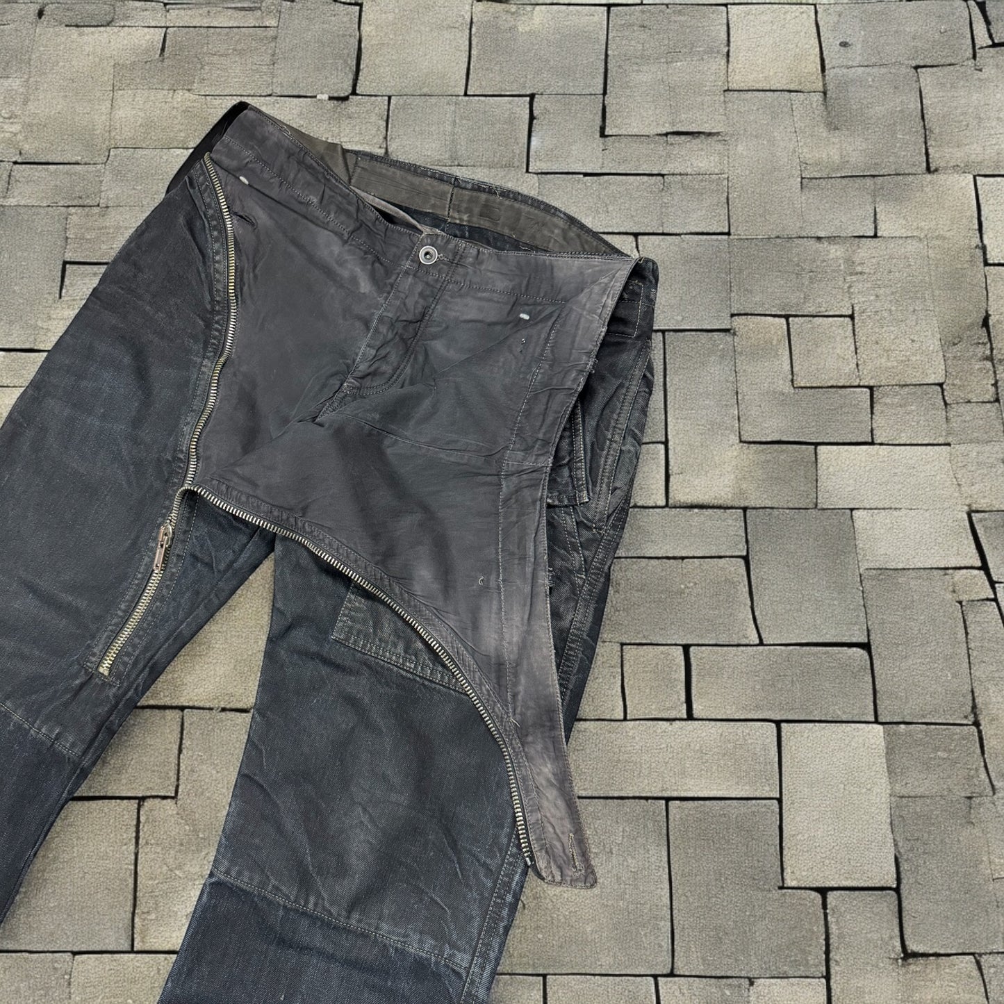 SS08 Rick Owens Black Double Layer Aircut Denim