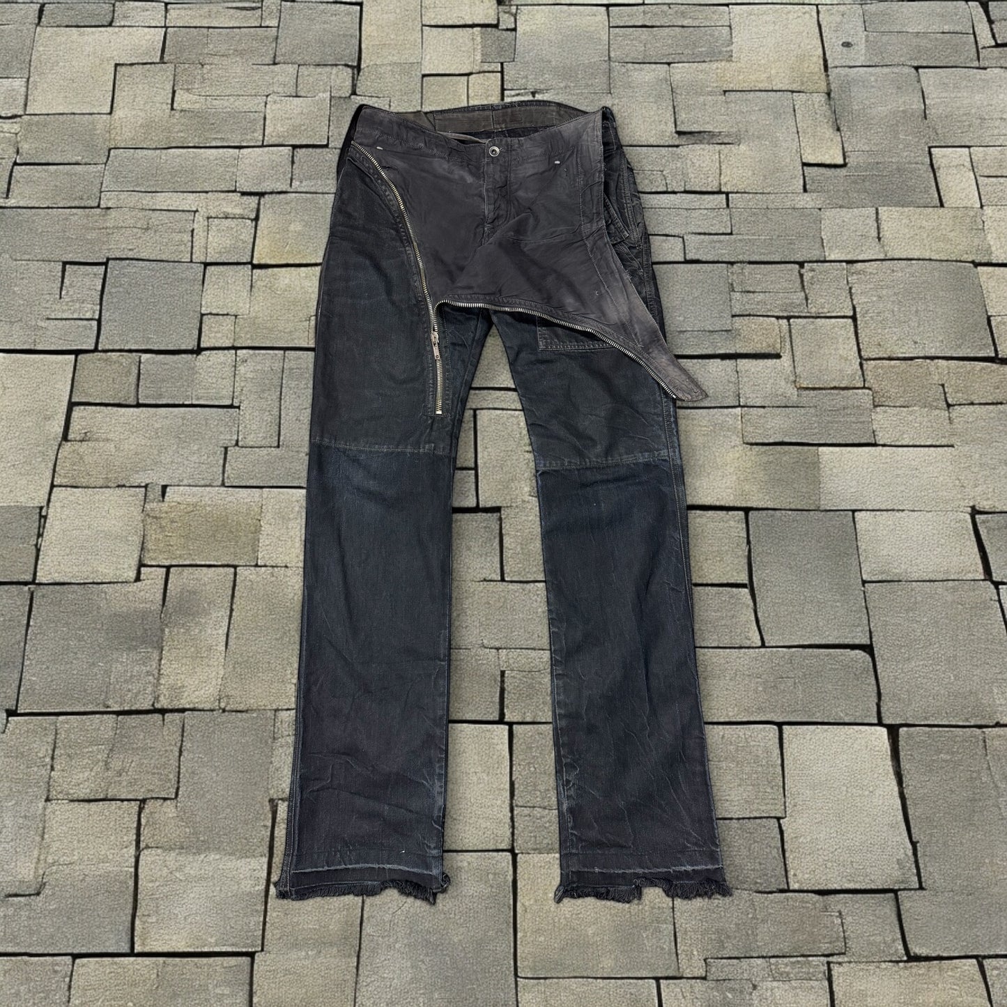 SS08 Rick Owens Black Double Layer Aircut Denim