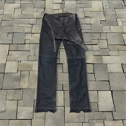 SS08 Rick Owens Black Double Layer Aircut Denim
