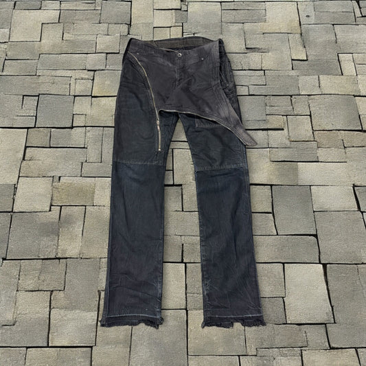 SS08 Rick Owens Black Double Layer Aircut Denim