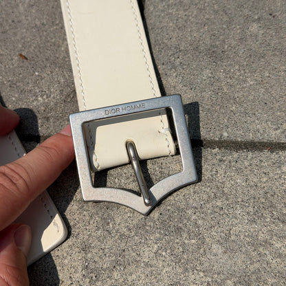 SS05 Dior Homme White Leather D Point Belt