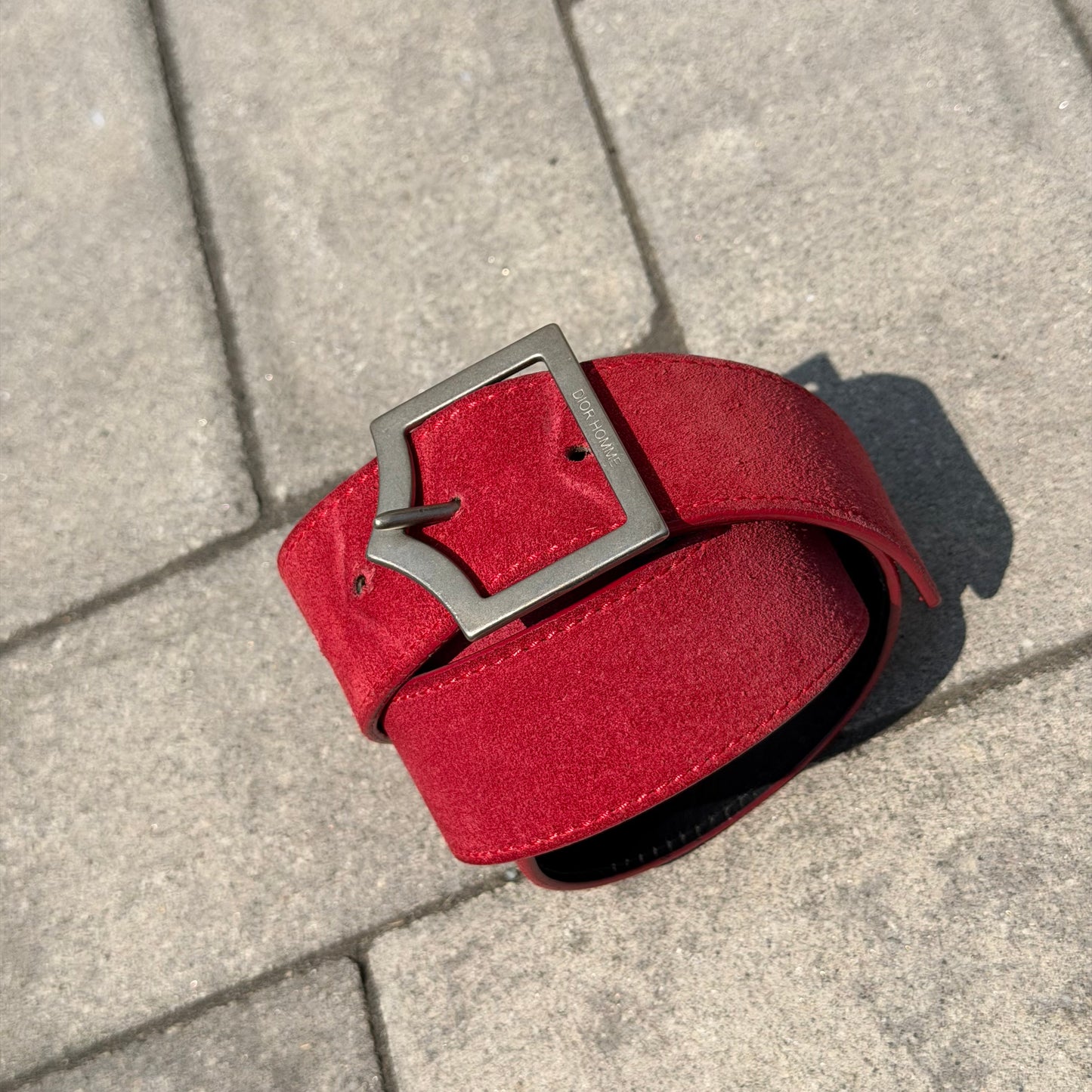 SS05 Dior Homme Red Suede D Point Belt