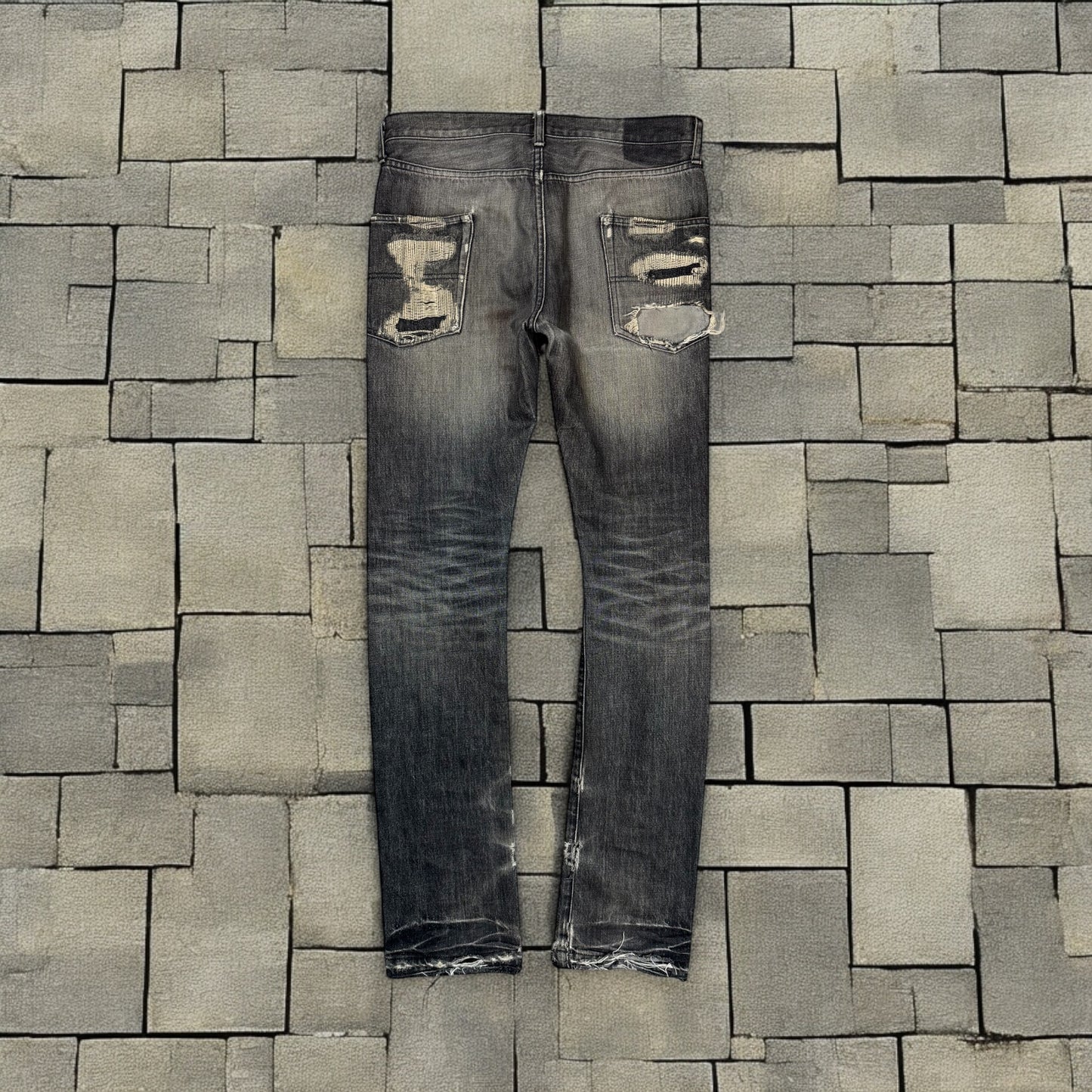 AW05 Undercover Black Skull Boro Denim