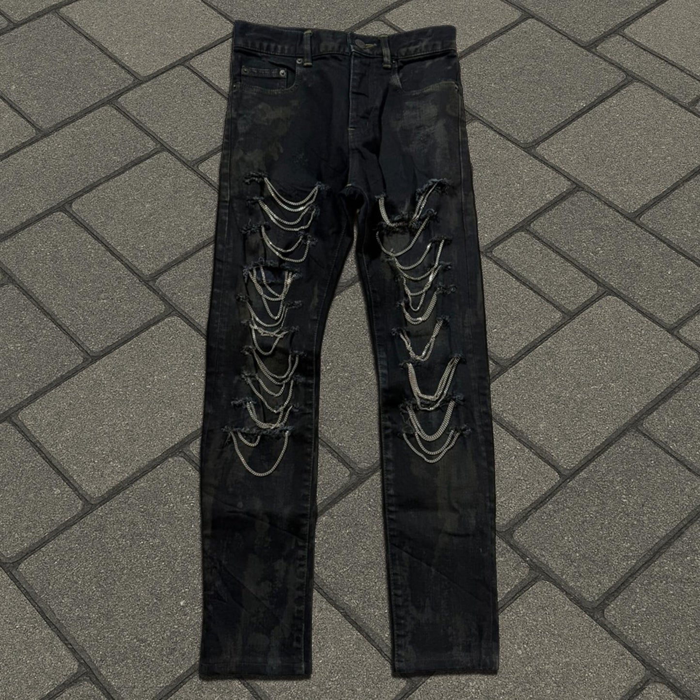 FW13 Saint Laurent Paris Oil Spill Chain Denim