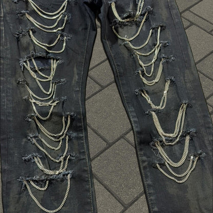 FW13 Saint Laurent Paris Oil Spill Chain Denim