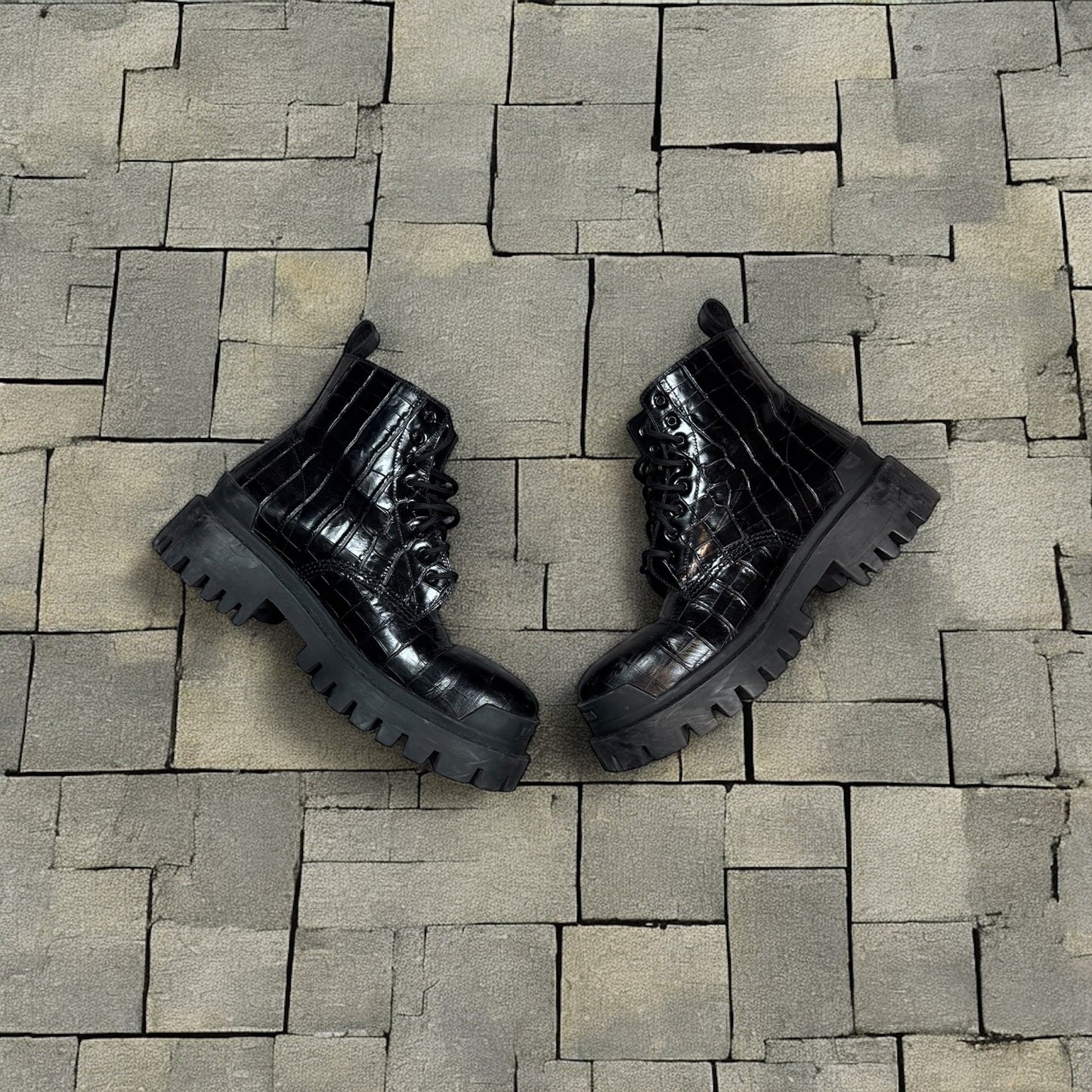 Balenciaga Crocodile Skin Strike Boots