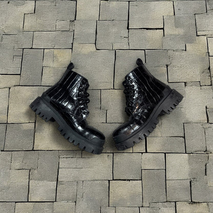 Balenciaga Crocodile Skin Strike Boots
