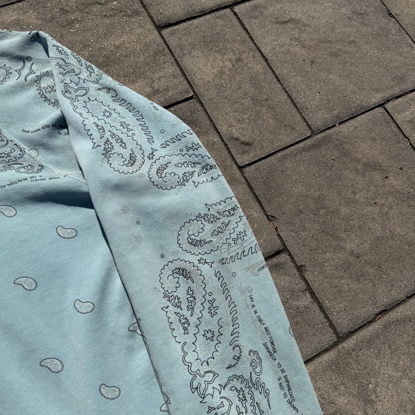 AW04 Raf Simons Baby Blue Pocketless Paisley Hoodie