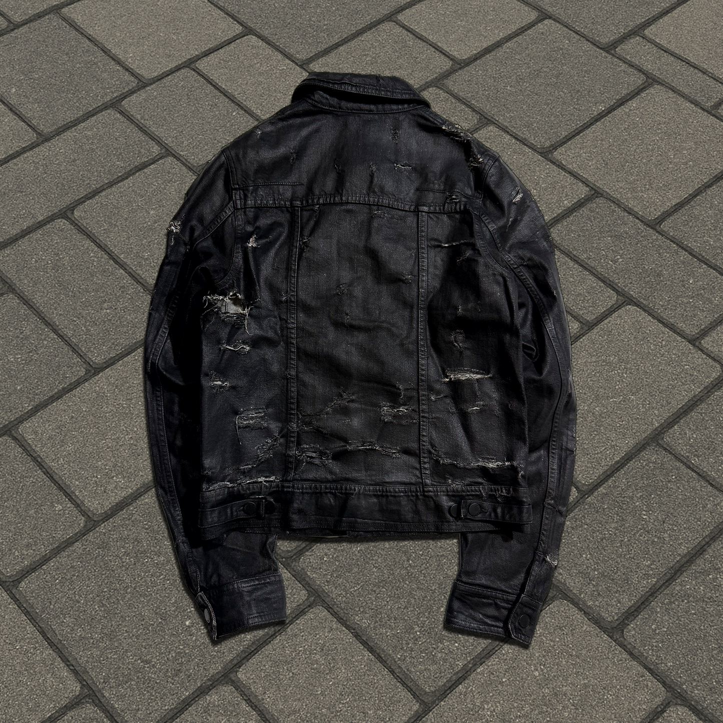 SS04 Dior Homme Strip Waxed Denim Jacket