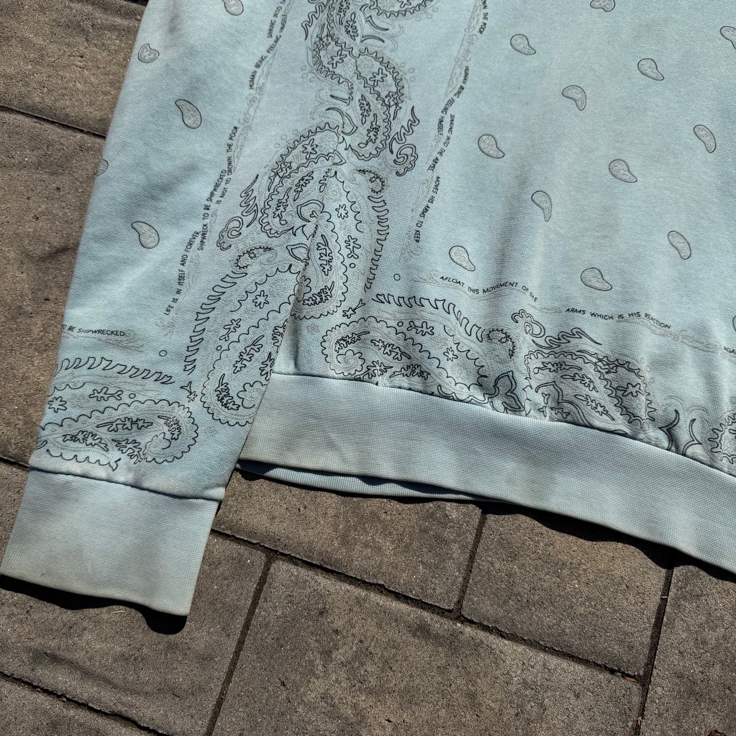 AW04 Raf Simons Baby Blue Pocketless Paisley Hoodie