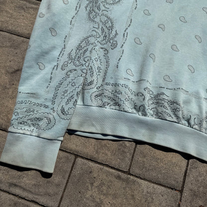 AW04 Raf Simons Baby Blue Pocketless Paisley Hoodie