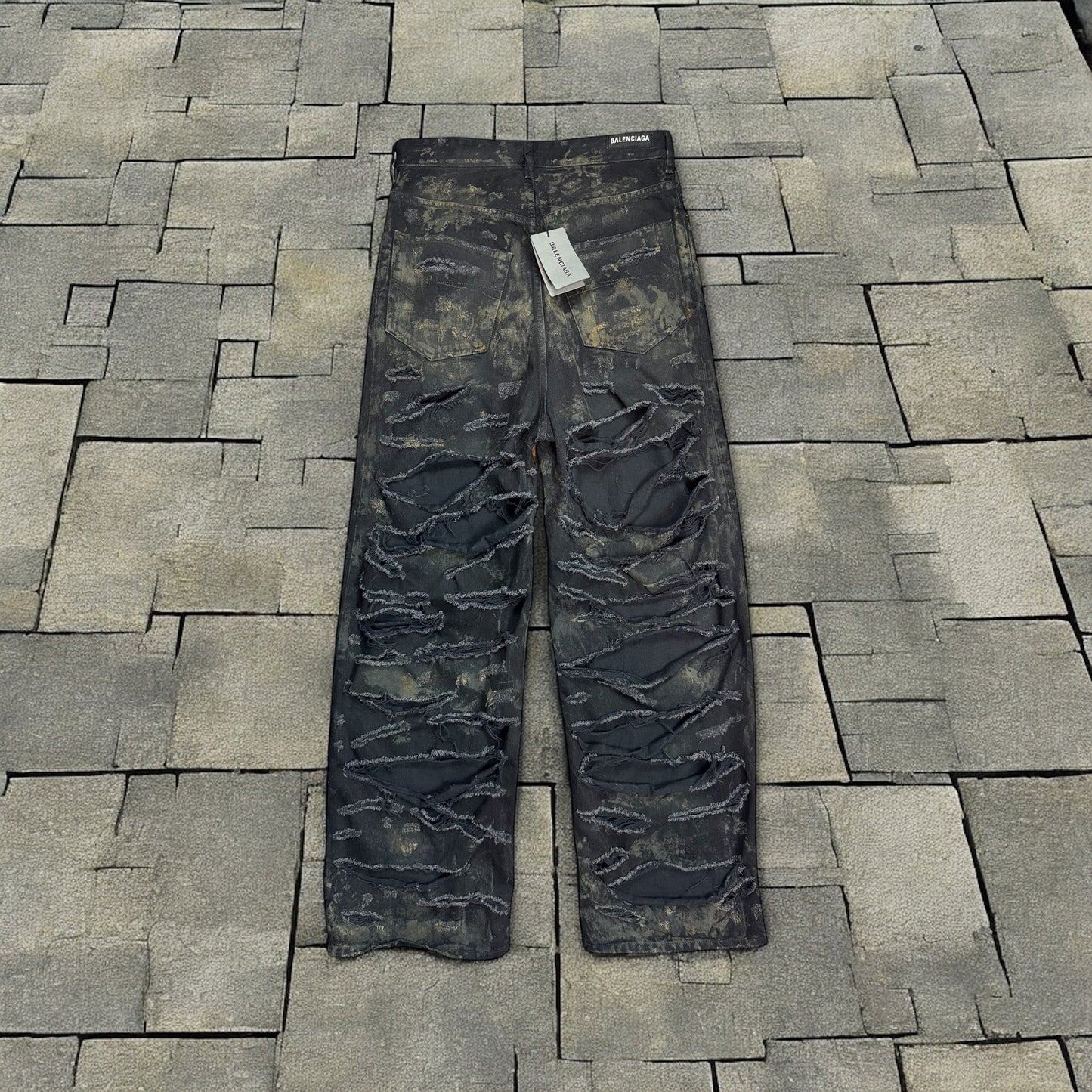 SS23 Balenciaga Thrashed Mud Jeans