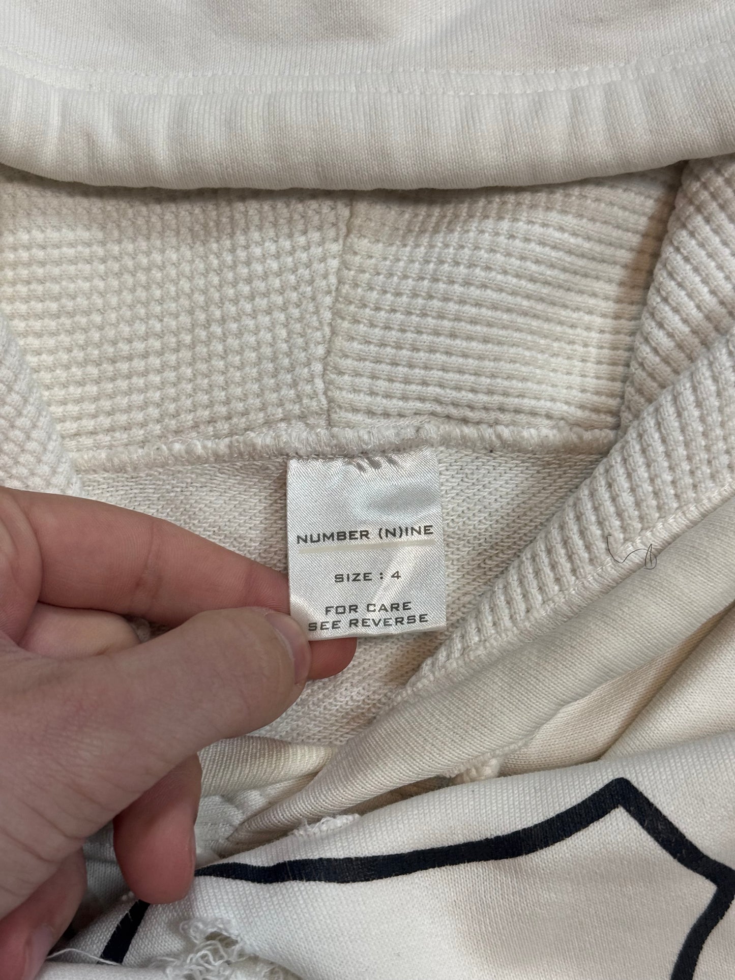 AW01 Number Nine White Crest Shield Hoodie