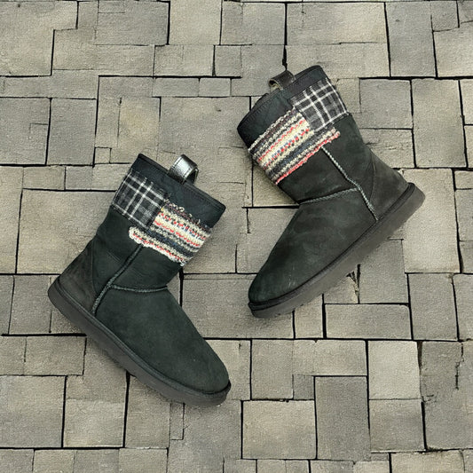 AW13 Junya Watanabe Black Patchwork Plaid Uggs