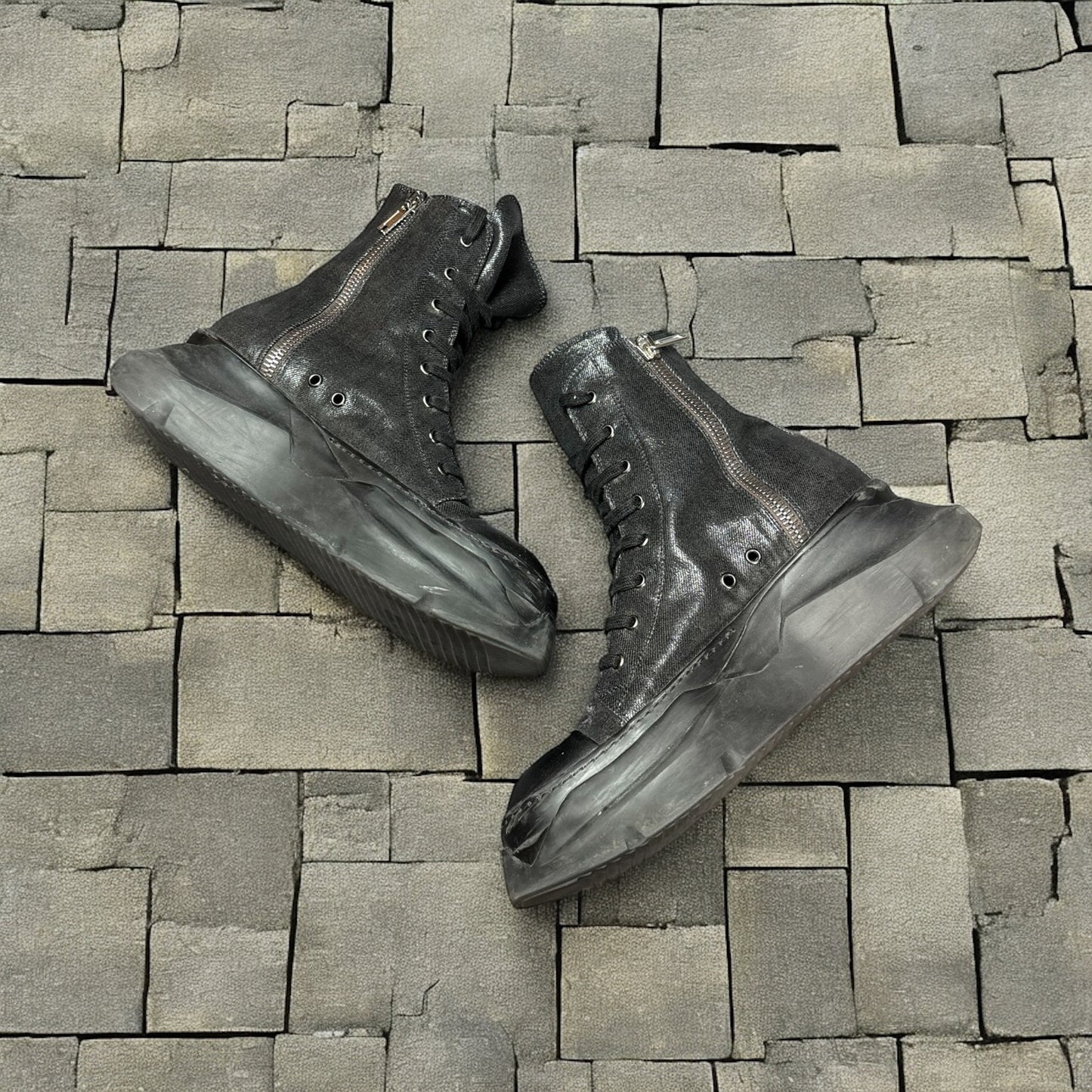 Rick Owens Black Waxed Abstract Ramones
