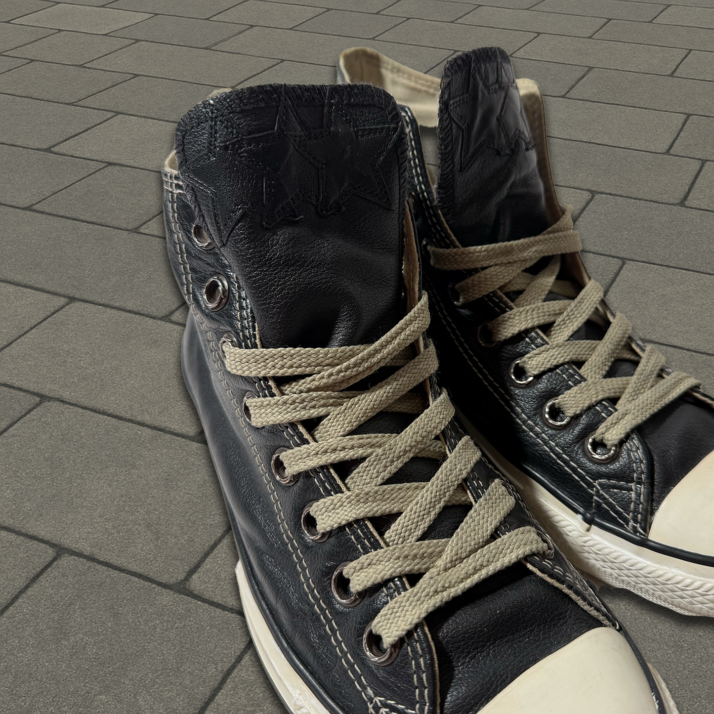 Chrome Hearts Black Leather Star Patch Converse